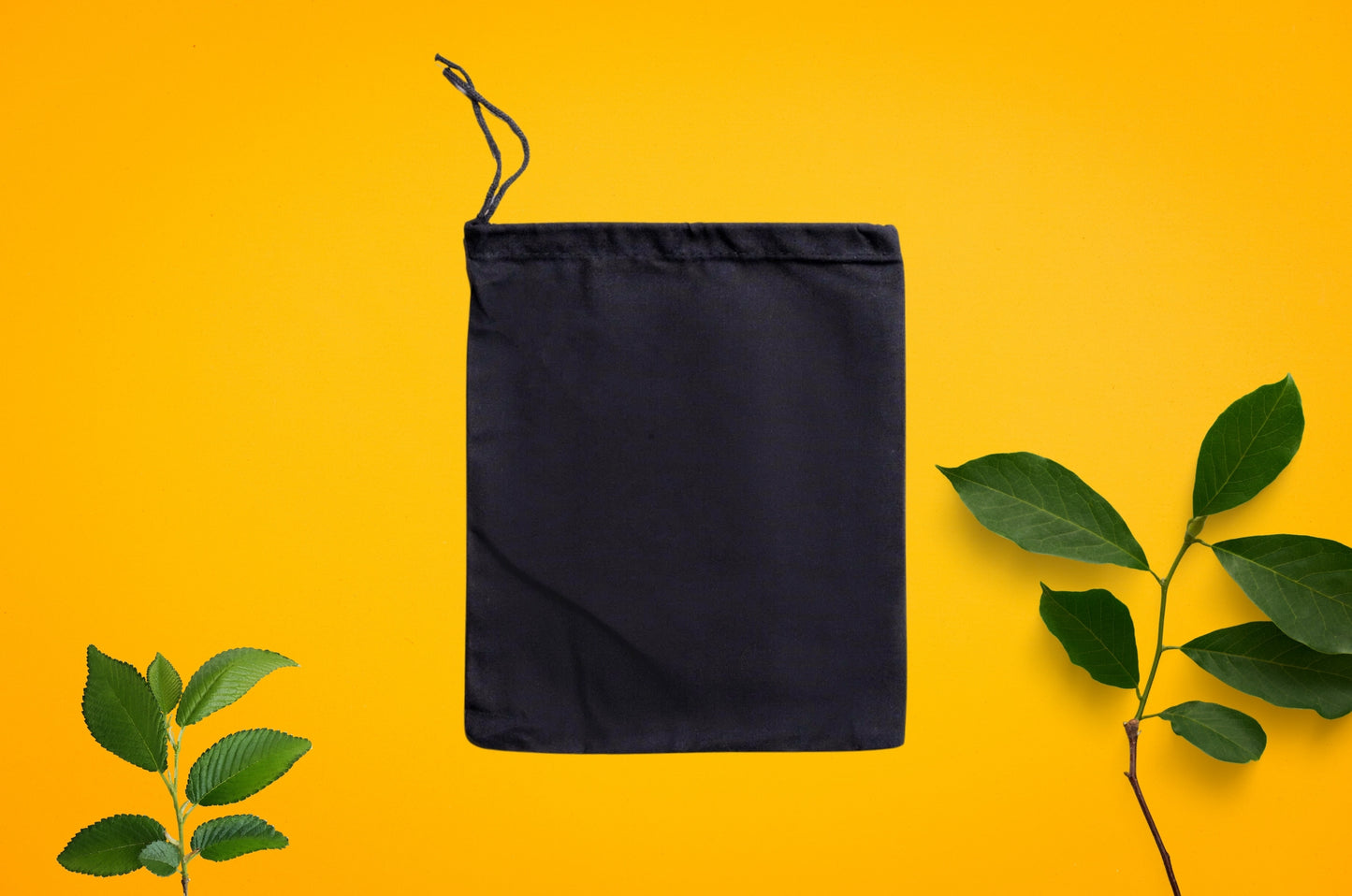 100% Black Cotton Single Drawstring Muslin Bags