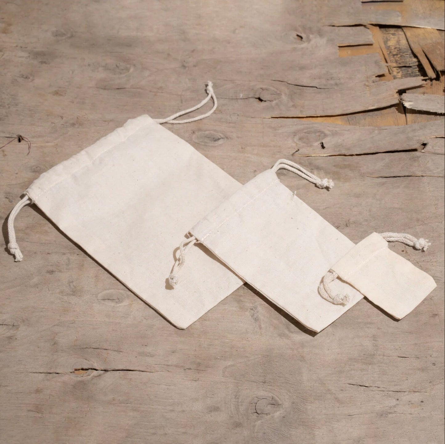 10x12 Inches 100% Organic Cotton Double Drawstring Muslin Bags