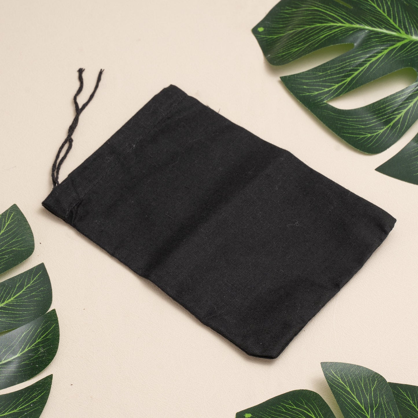 6x8 Inches 100% Black Cotton Single Drawstring Muslin Bags