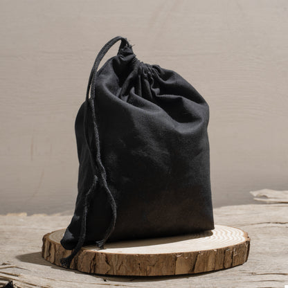 100% Black Cotton Single Drawstring Muslin Bags