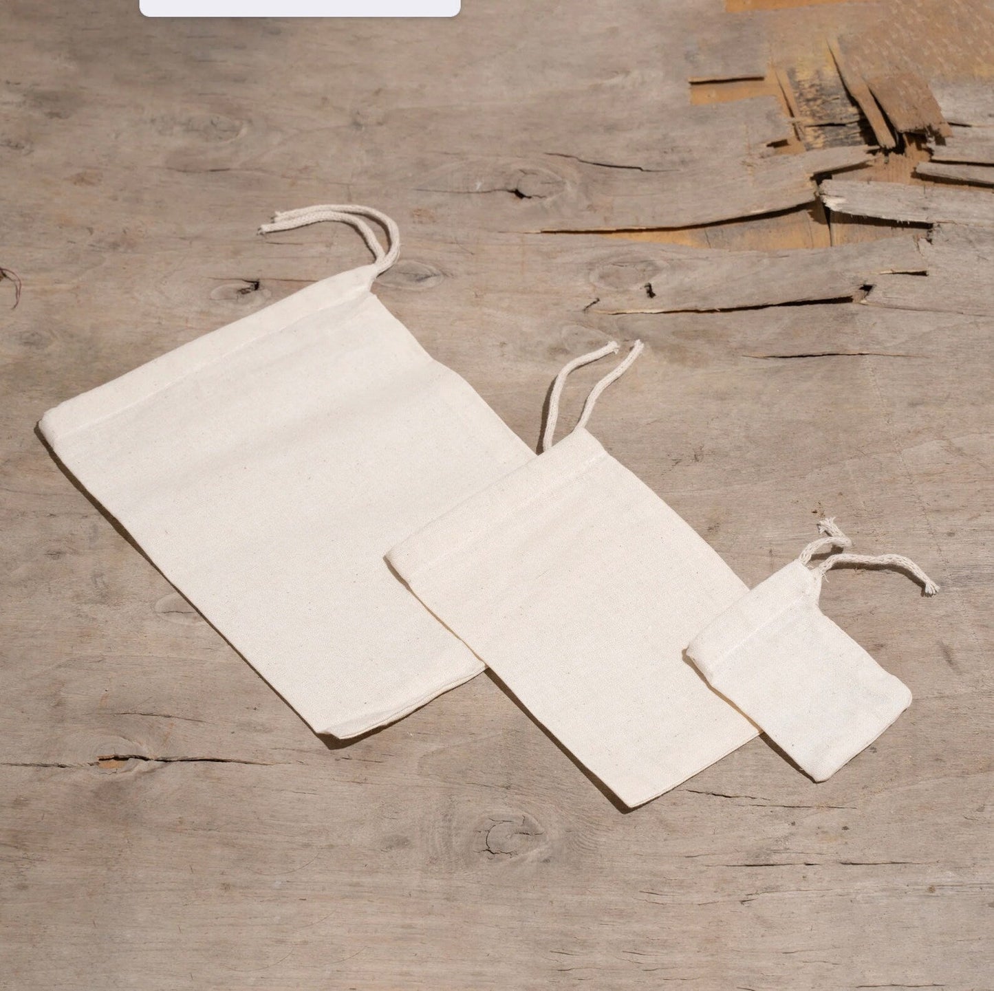 3x4 Inches 100% Organic Cotton Single Drawstring Muslin Bags